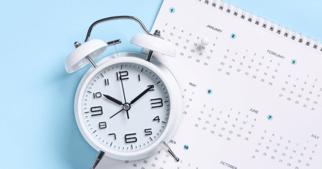 持続する期間を表すカレンダーと時計